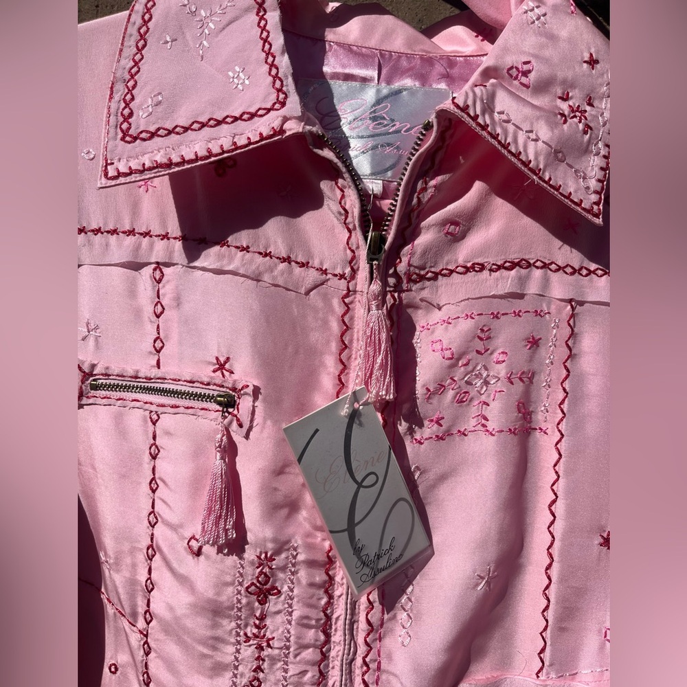 Vintage Silk Jacket Pink, Ebene by Patrick Assuline, Womens Size M, NWT - Picture 11 of 16